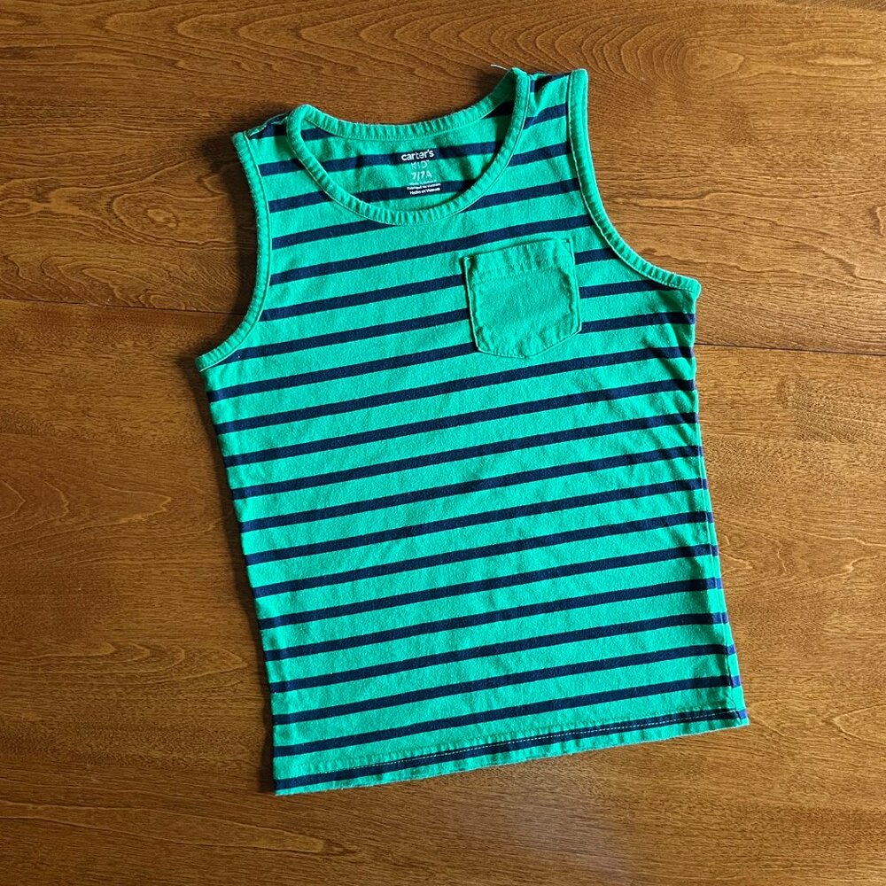 Carter's green stripe pocket tank top 7